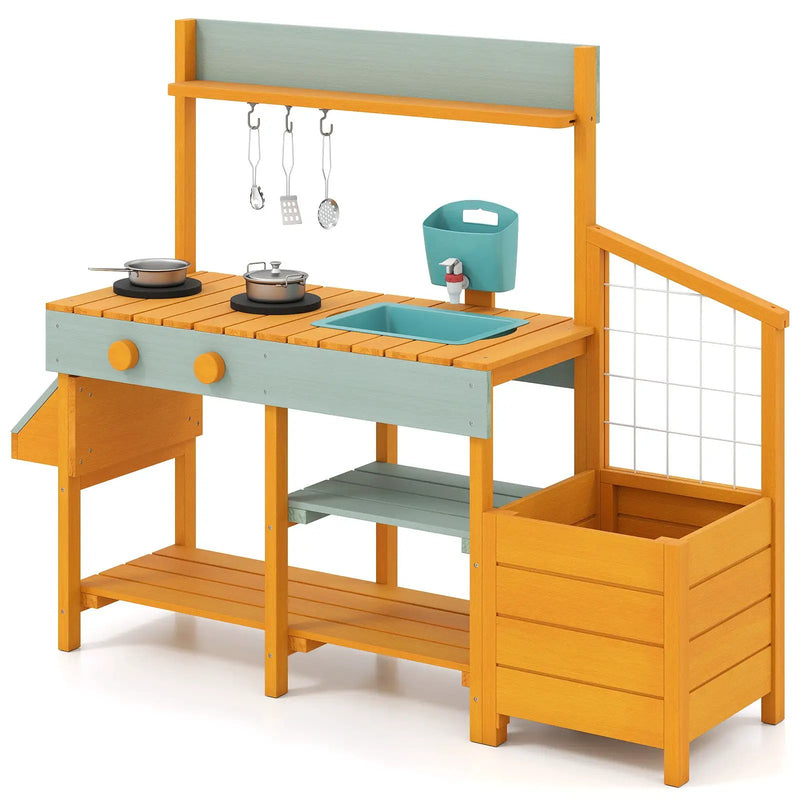 Play Kitchen for Kids Wooden Toy Kitchen Playset Pretend Mud Kitchen by DirectDeals