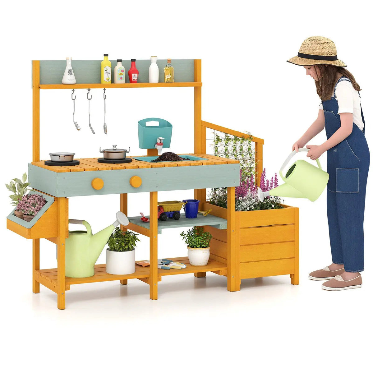 Play Kitchen for Kids Wooden Toy Kitchen Playset Pretend Mud Kitchen, photo 10 of 16