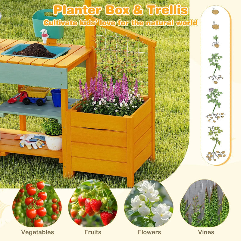 Play Kitchen for Kids Wooden Toy Kitchen Playset Pretend Mud Kitchen by DirectDeals