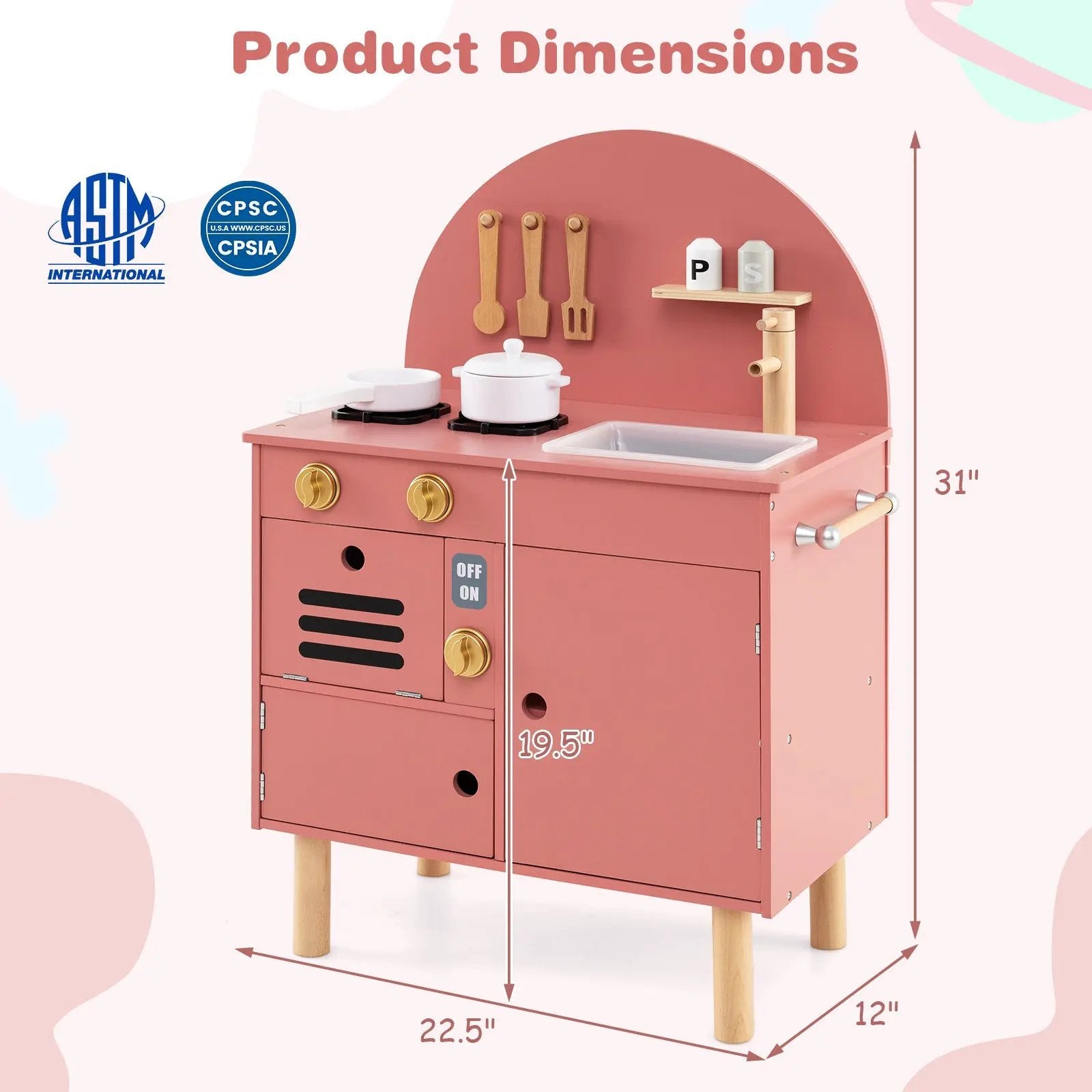 Play Kitchen for Kids Wooden Kitchen Playset with Stoves Faucet Sink Microwave and Oven by DirectDeals