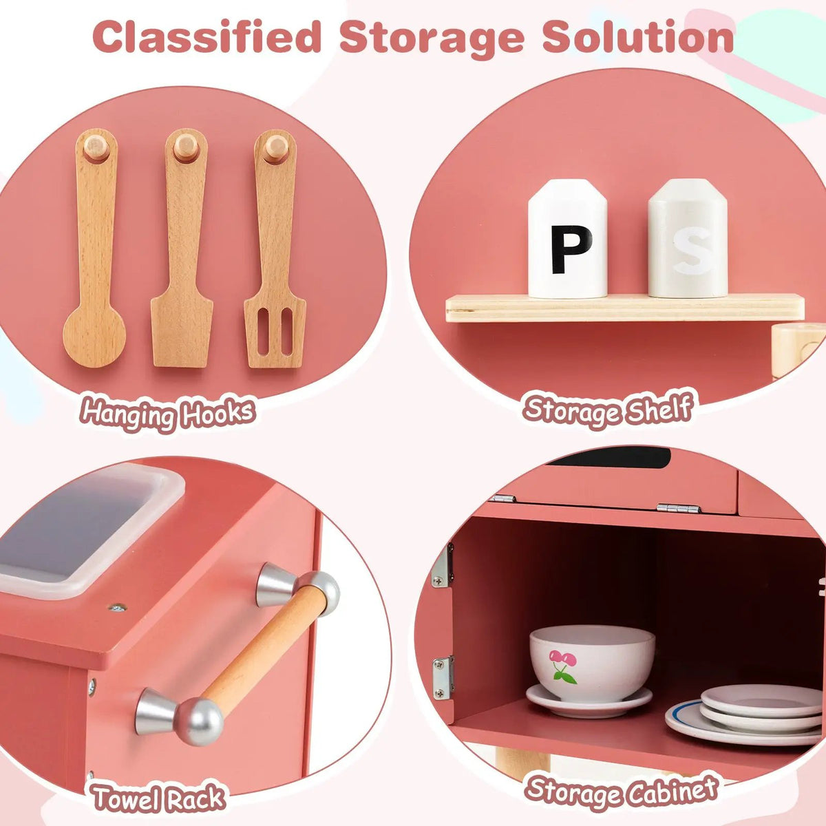 Play Kitchen for Kids Wooden Kitchen Playset with Stoves Faucet Sink Microwave and Oven, photo 19 of 24