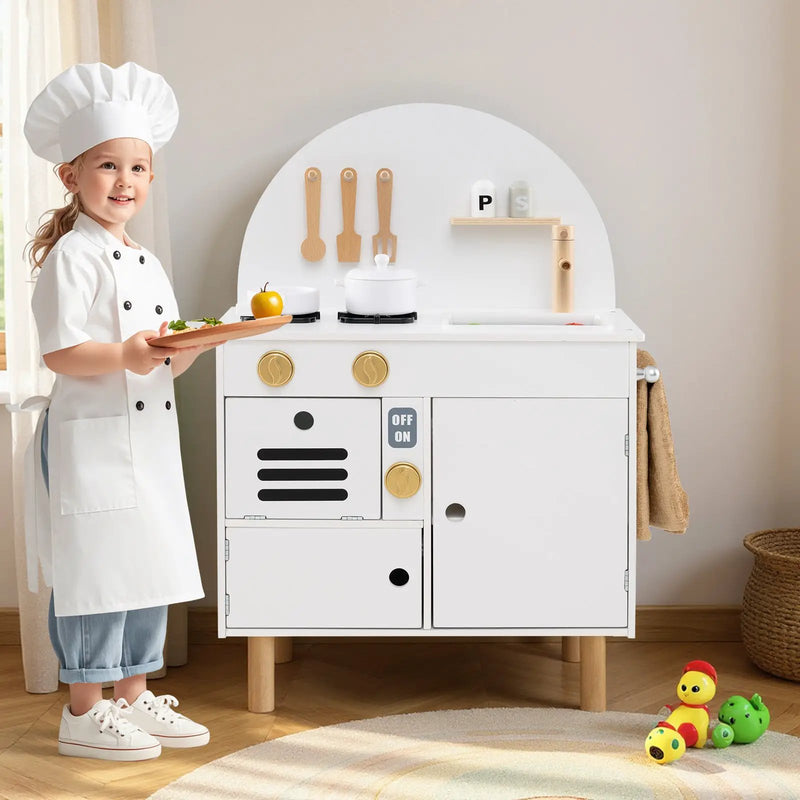Play Kitchen for Kids Wooden Kitchen Playset with Stoves Faucet Sink Microwave and Oven by DirectDeals