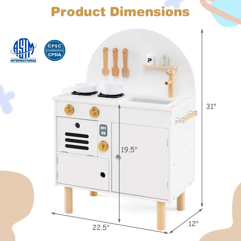 Play Kitchen for Kids Wooden Kitchen Playset with Stoves Faucet Sink Microwave and Oven by DirectDeals