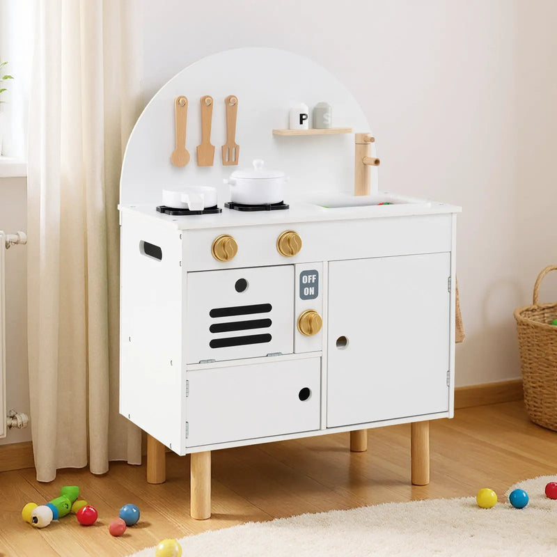 Play Kitchen for Kids Wooden Kitchen Playset with Stoves Faucet Sink Microwave and Oven by DirectDeals