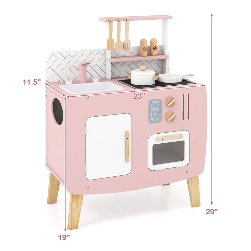 Play Kitchen for Kids Wooden Kitchen Playset with Stoves Sink Faucet and Oven by DirectDeals
