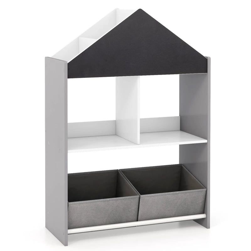 Playhouse Kids Bookshelf with Chalkboard and Whiteboard for 3-6 Years by DirectDeals