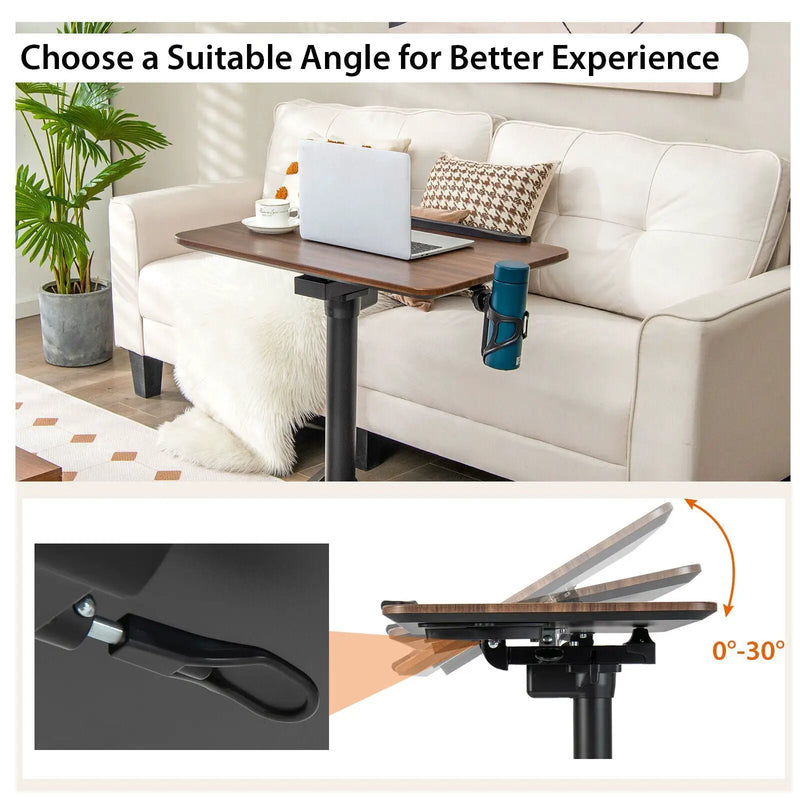 Pneumatic Standing Desk with Anti-fall Baffle and Cup Holder by DirectDeals