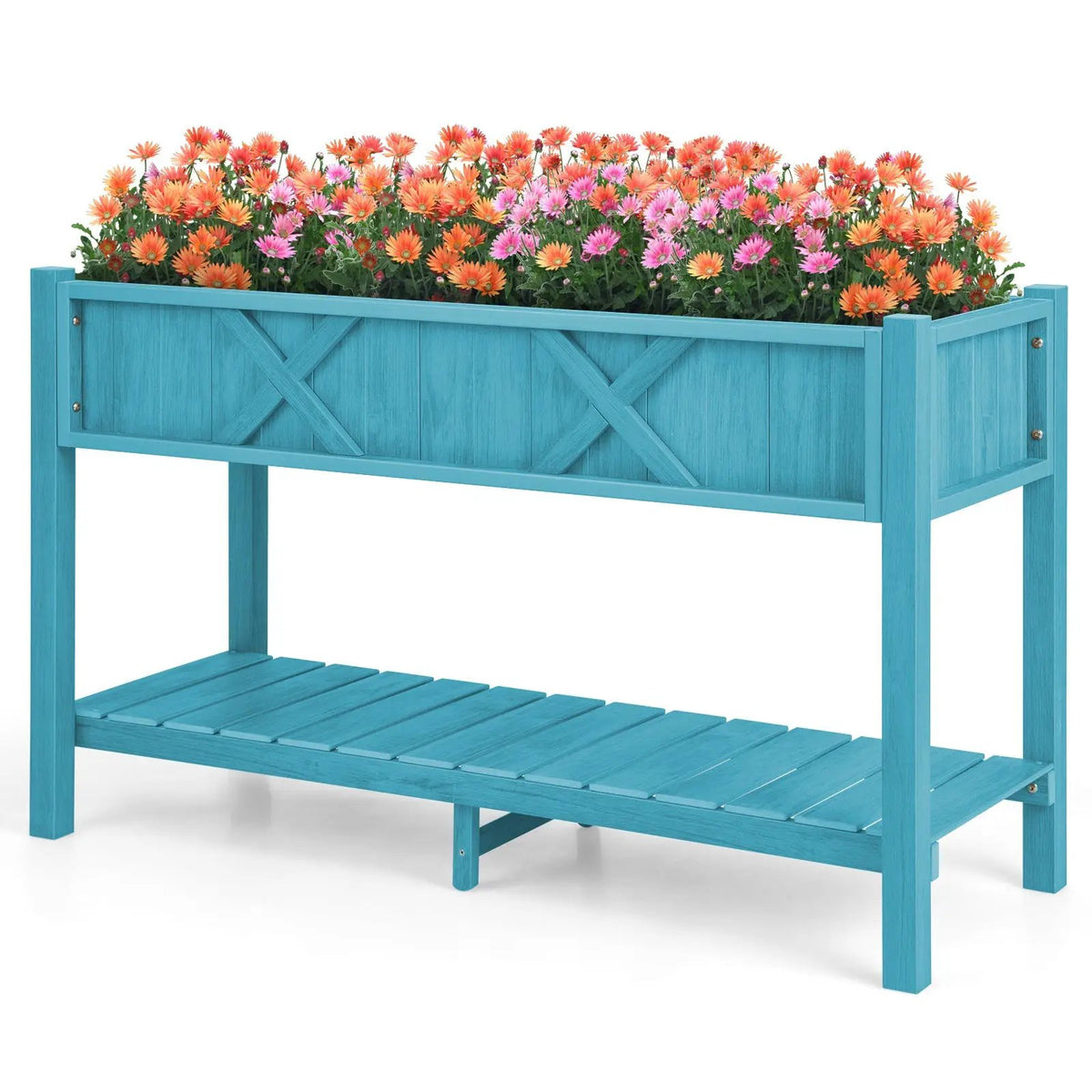 Poly Wood Elevated Planter Box with Legs Storage Shelf Drainage Holes, photo 3 of 10