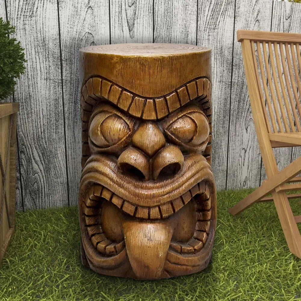 Concrete Garden Stool Tiki Kanaloa Seat 19 Inch, photo 2 of 8
