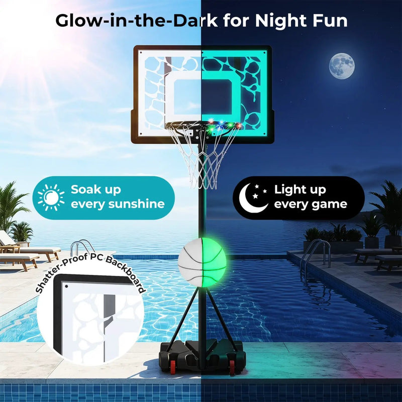 Adjustable Pool Basketball Hoop with LED Lights by DirectDeals