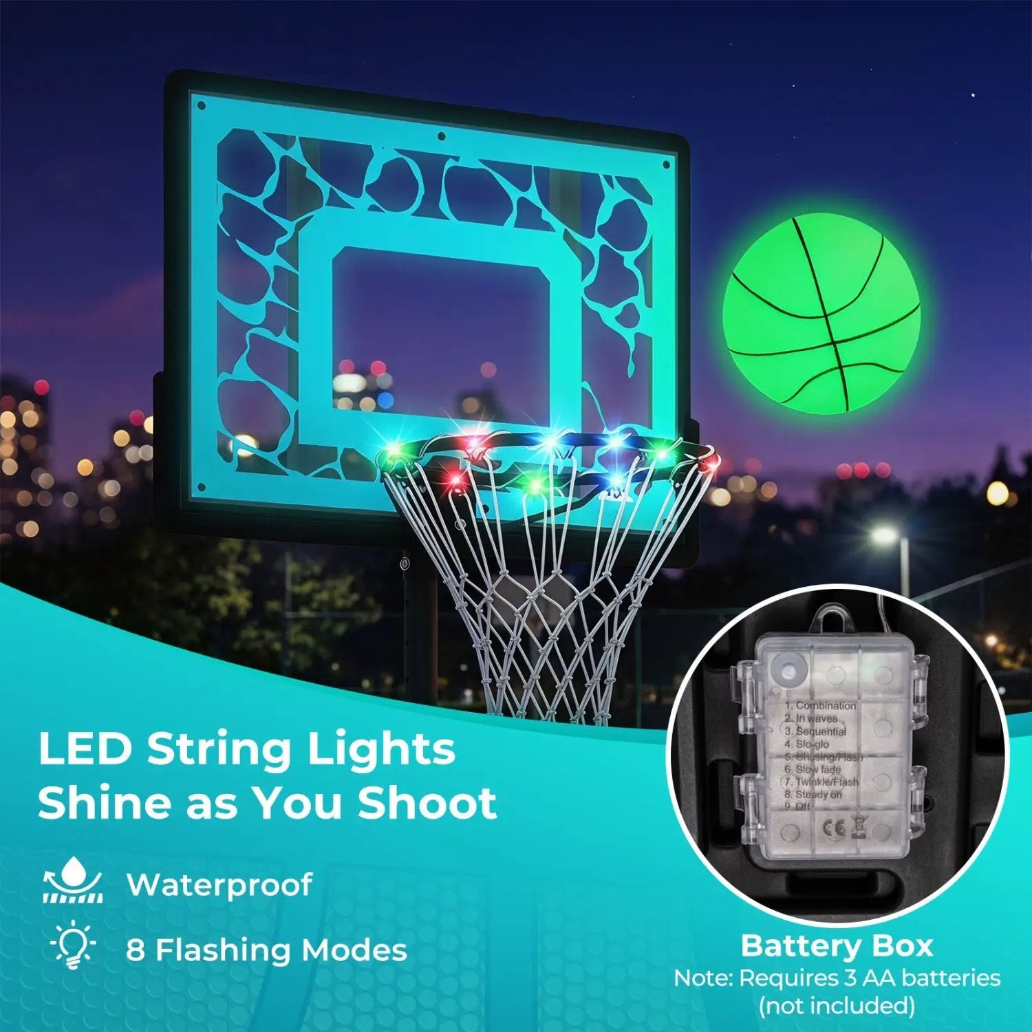 Adjustable Pool Basketball Hoop with LED Lights by DirectDeals