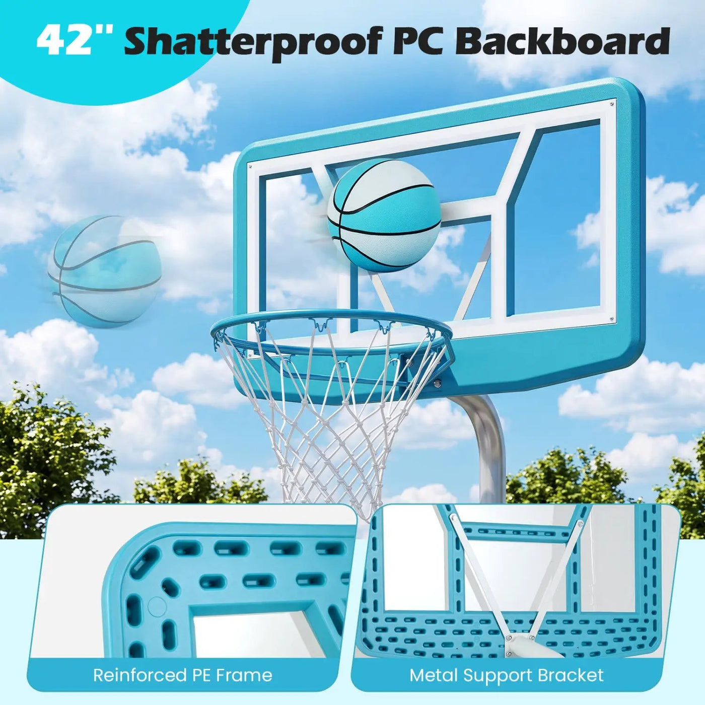Pool Basketball Hoop Set with 2 Balls and Pump by DirectDeals