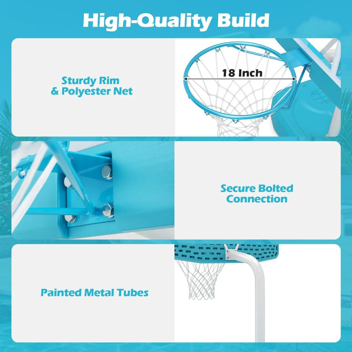 Pool Basketball Hoop Set with 2 Balls and Pump by DirectDeals