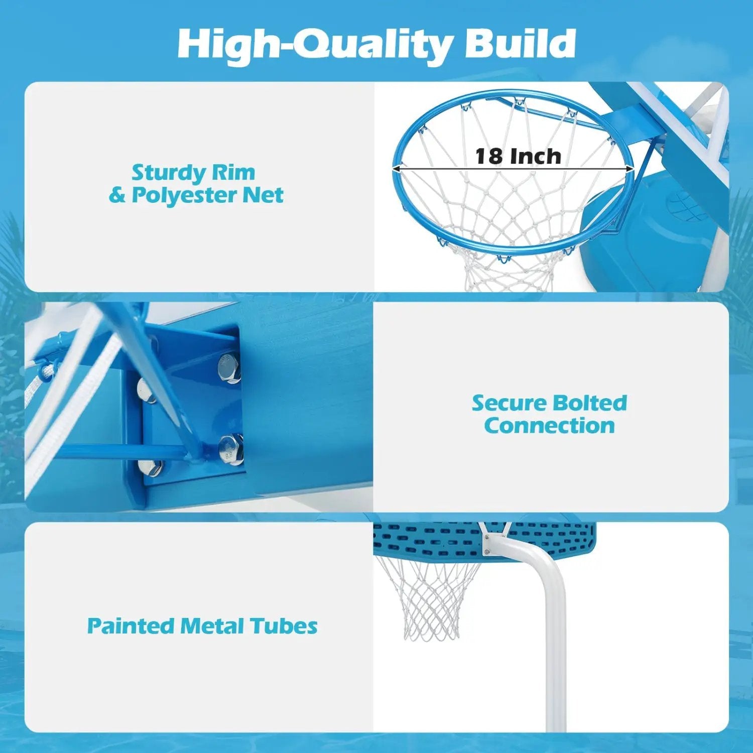 Pool Basketball Hoop Set with 2 Balls and Pump by DirectDeals