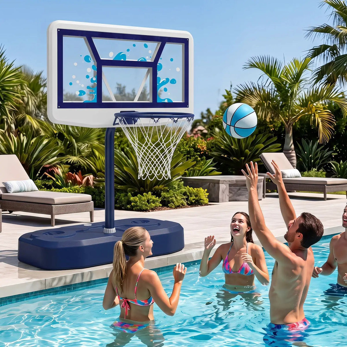 Pool Basketball Hoop Set with 2 Balls and Pump by DirectDeals