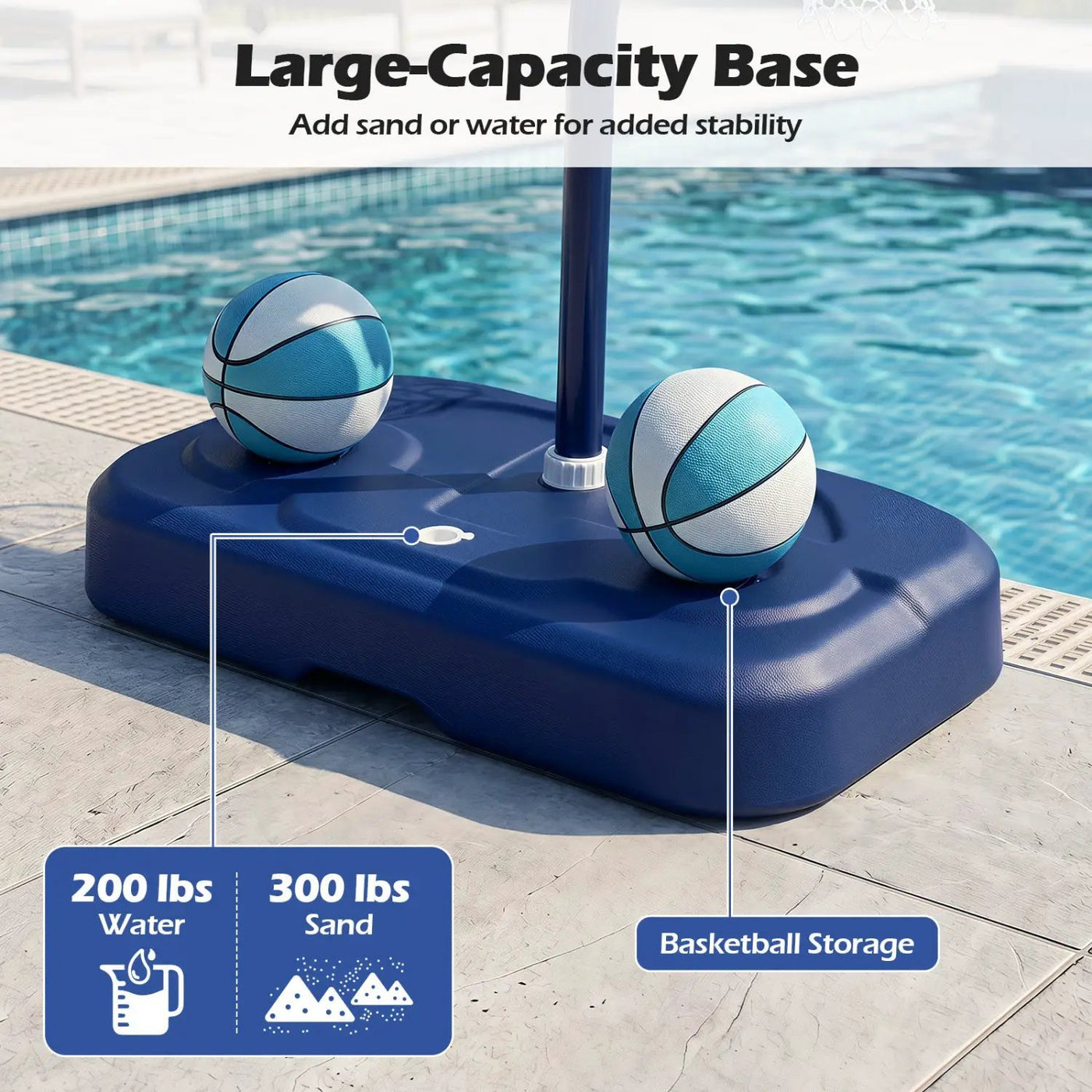 Pool Basketball Hoop Set with 2 Balls and Pump by DirectDeals