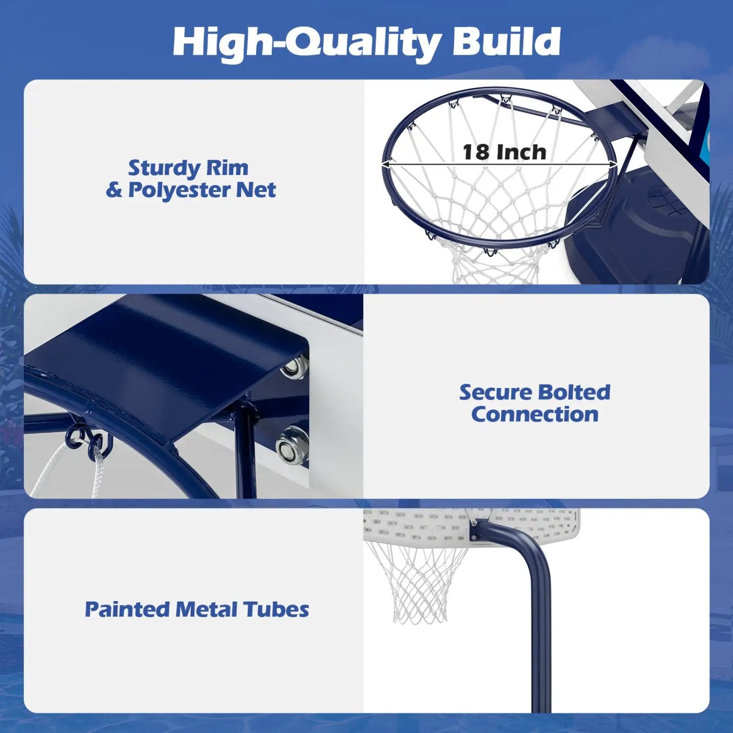 Pool Basketball Hoop Set with 2 Balls and Pump by DirectDeals