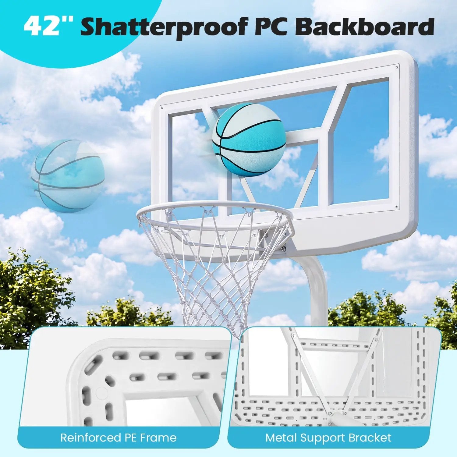 Pool Basketball Hoop Set with 2 Balls and Pump by DirectDeals