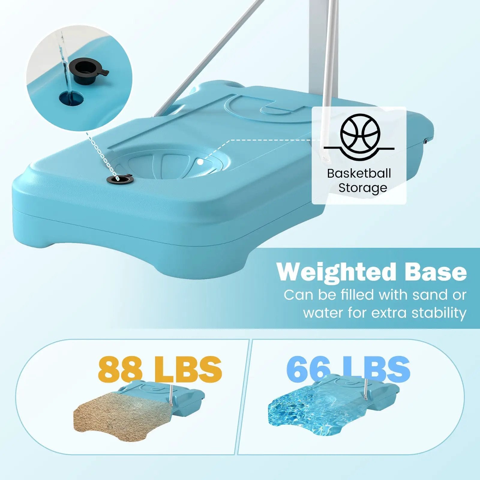 Pool Basketball Hoop Poolside Portable Basketball Goal with Shatterproof Backboard-White by DirectDeals