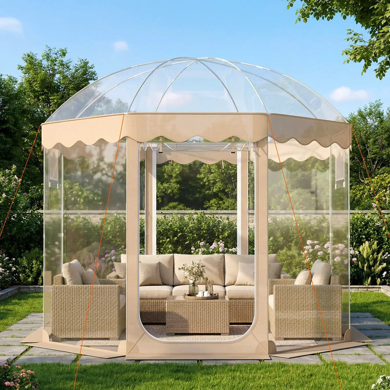 Pop Up Bubble Tent 10x10 FT for 8-10 People Weatherproof Pod with 540¬∞ Panoramic Clear PVC by DirectDeals