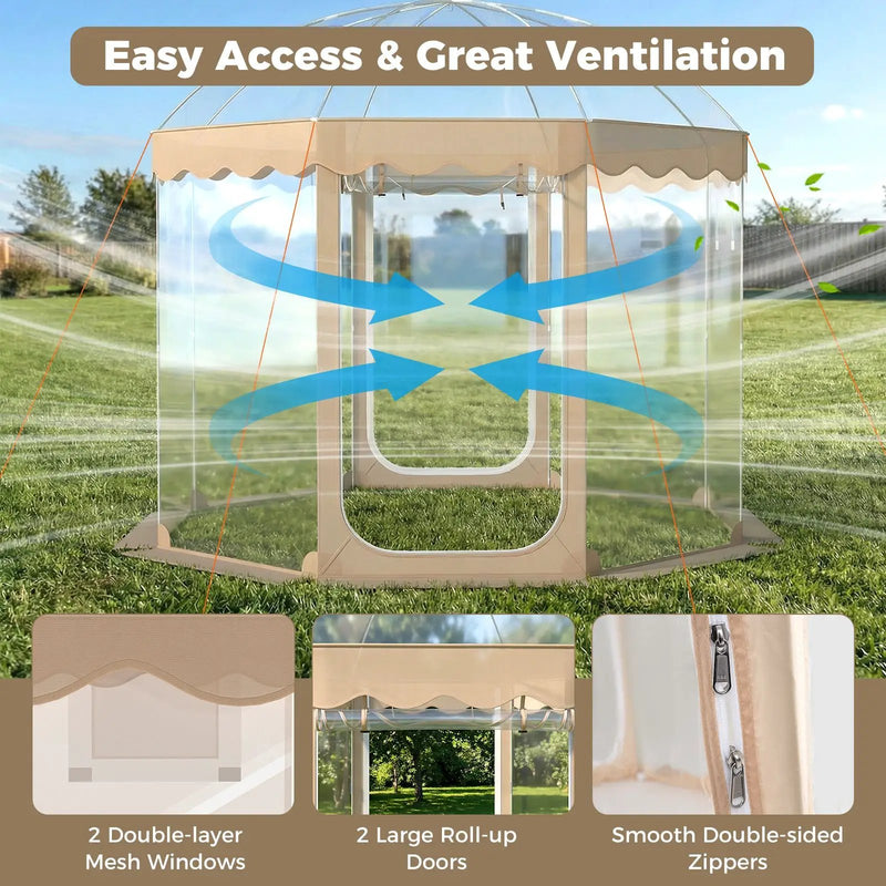 Pop Up Bubble Tent 10x10 FT for 8-10 People Weatherproof Pod with 540¬∞ Panoramic Clear PVC by DirectDeals
