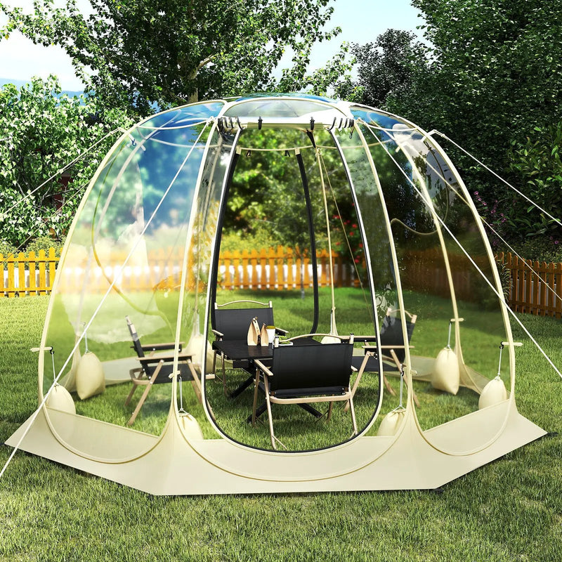 Pop Up Bubble Tent 630¬∞ Transparent PVC Igloo 8.5 x 8.5 FT Instant Setup Screen House for 5-6 People-Beige by DirectDeals