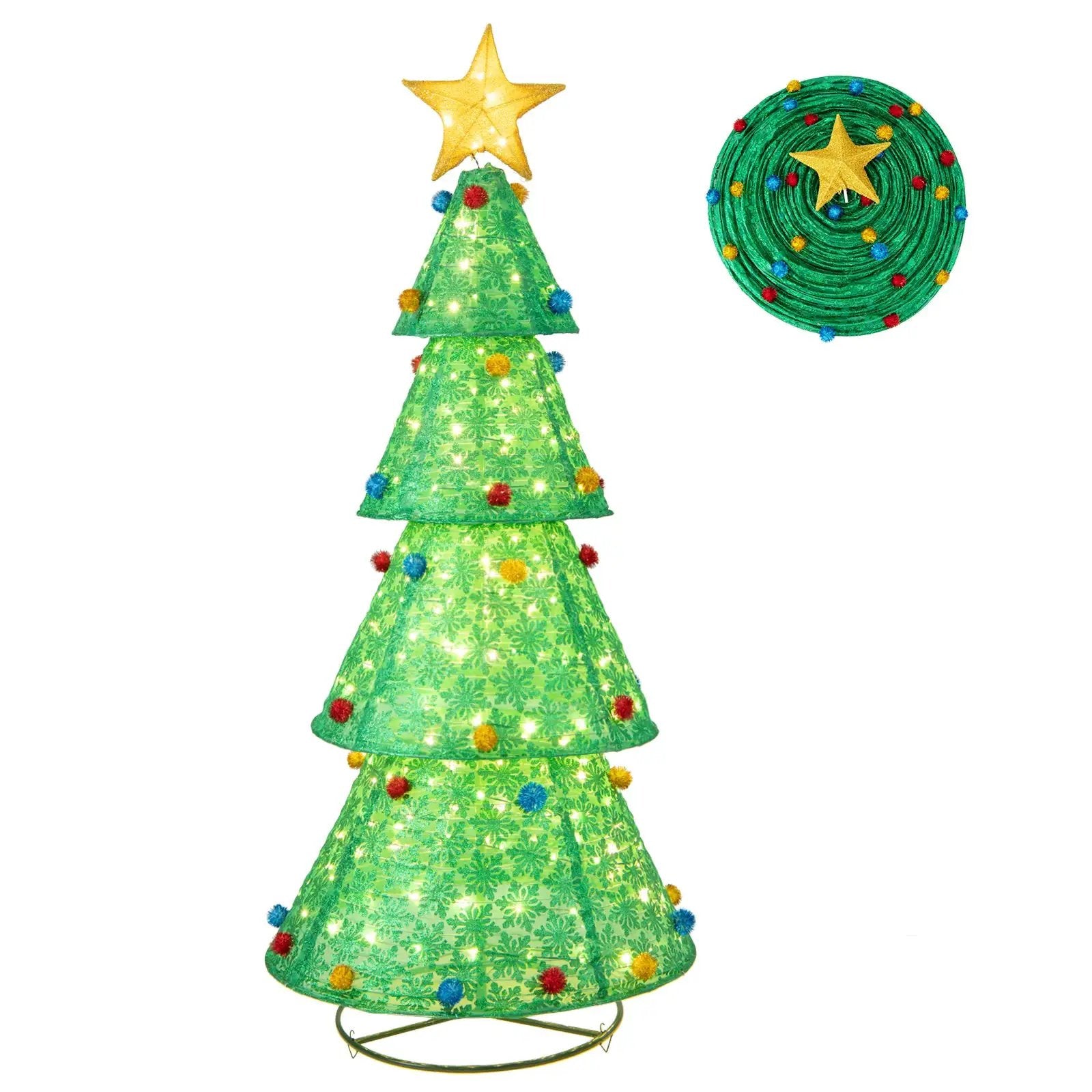 Pop-Up Christmas Tree with 200 Warm White LED Lights for Indoors & Outdoors by DirectDeals