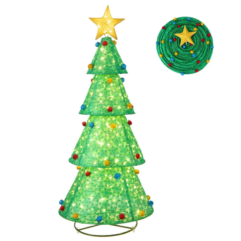 Pop-Up Christmas Tree with 200 Warm White LED Lights for Indoors & Outdoors by DirectDeals