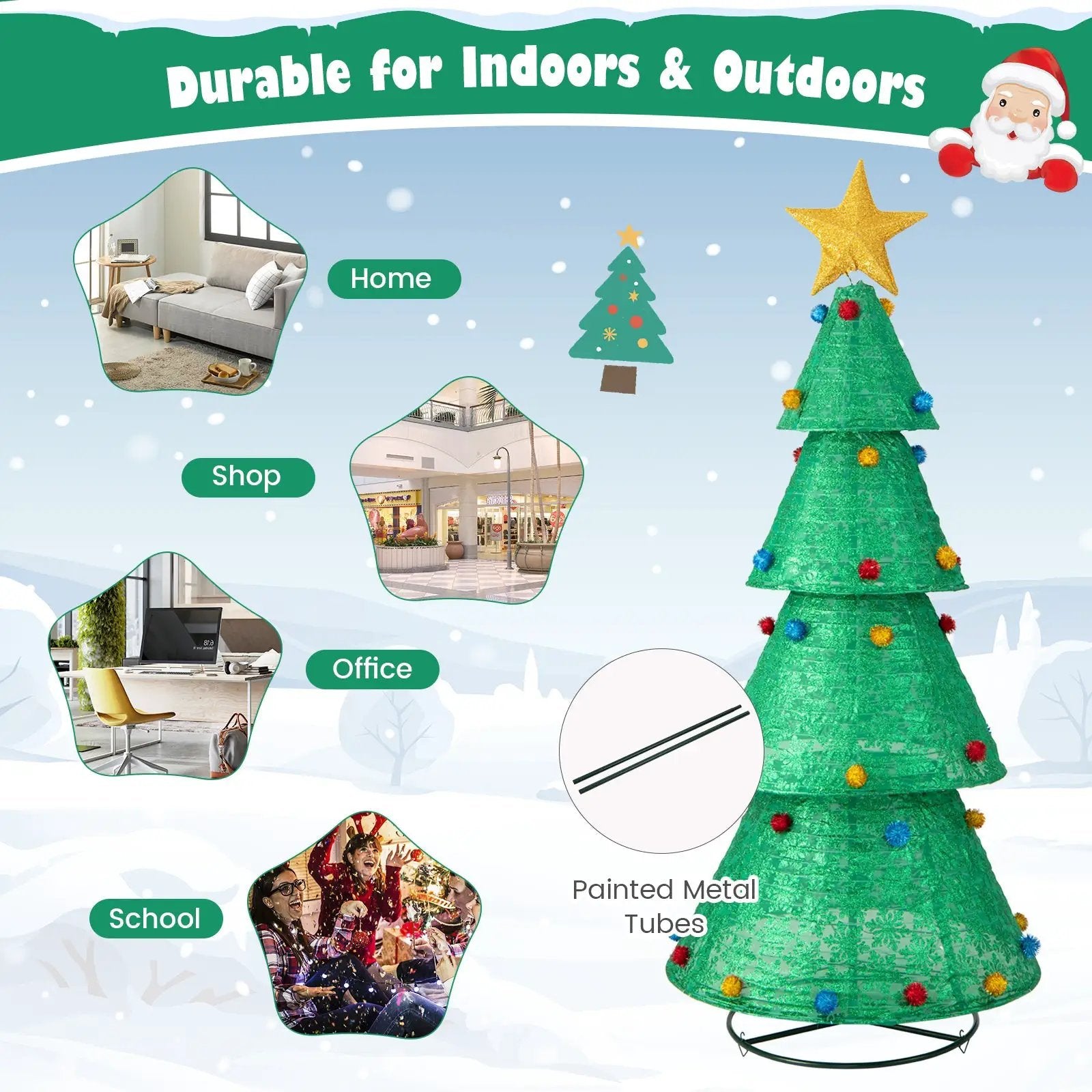 Pop-Up Christmas Tree with 200 Warm White LED Lights for Indoors & Outdoors by DirectDeals