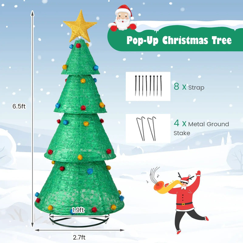 Pop-Up Christmas Tree with 200 Warm White LED Lights for Indoors & Outdoors by DirectDeals