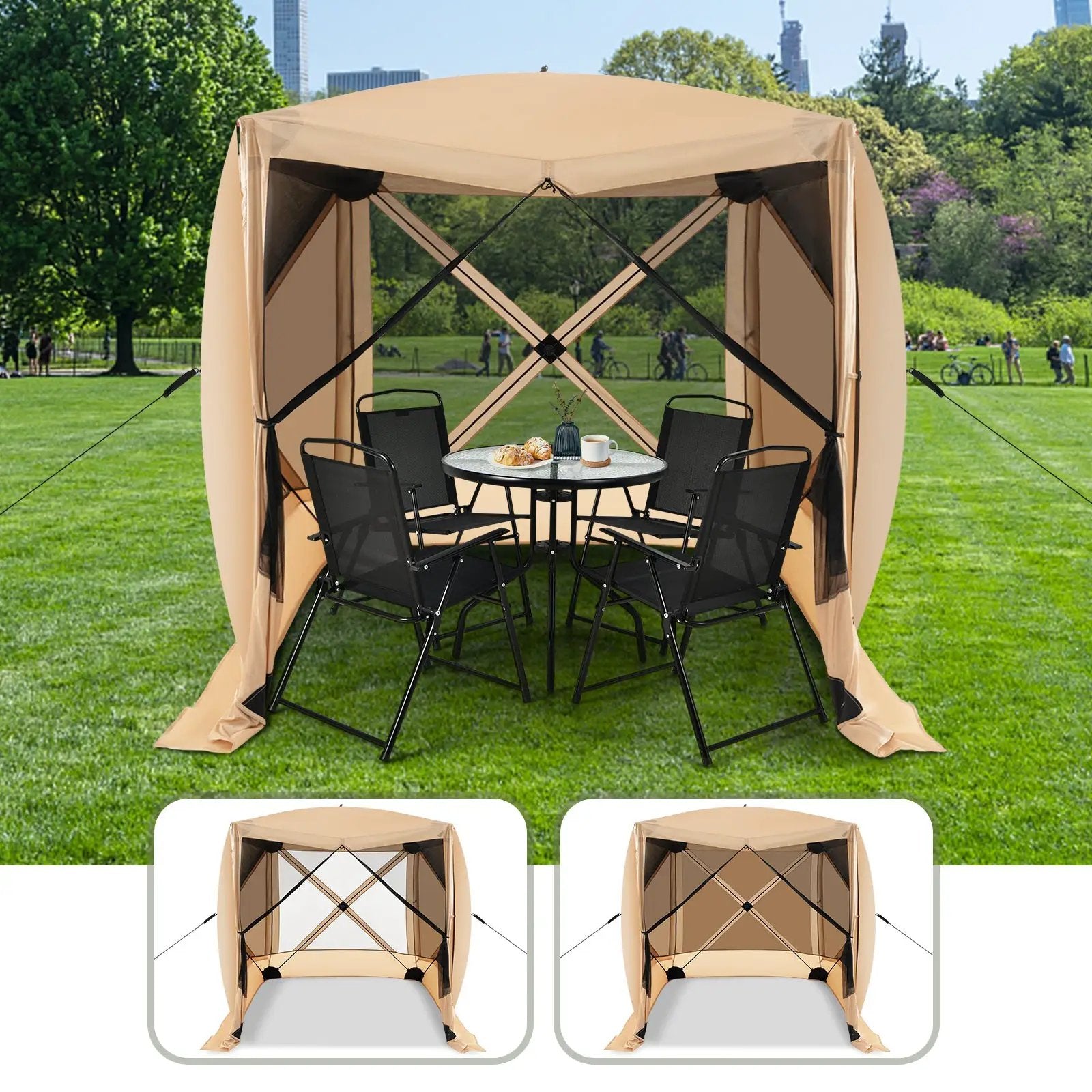 6.7 x 6.7 Feet Pop Up Gazebo with Netting and Carry Bag by DirectDeals