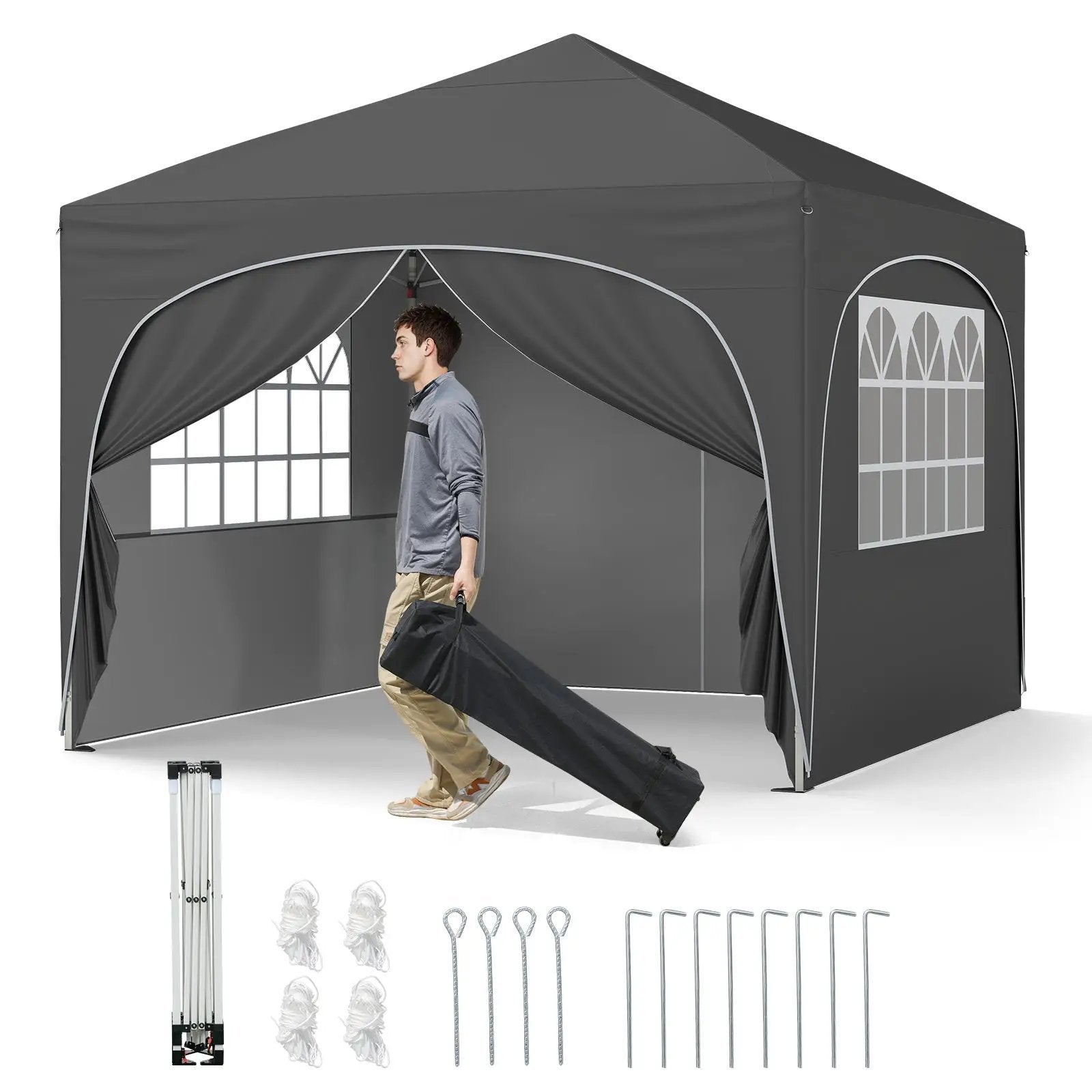 10 X 10 FT Pop up Canopy Tent with 4 Removable Sidewall by DirectDeals