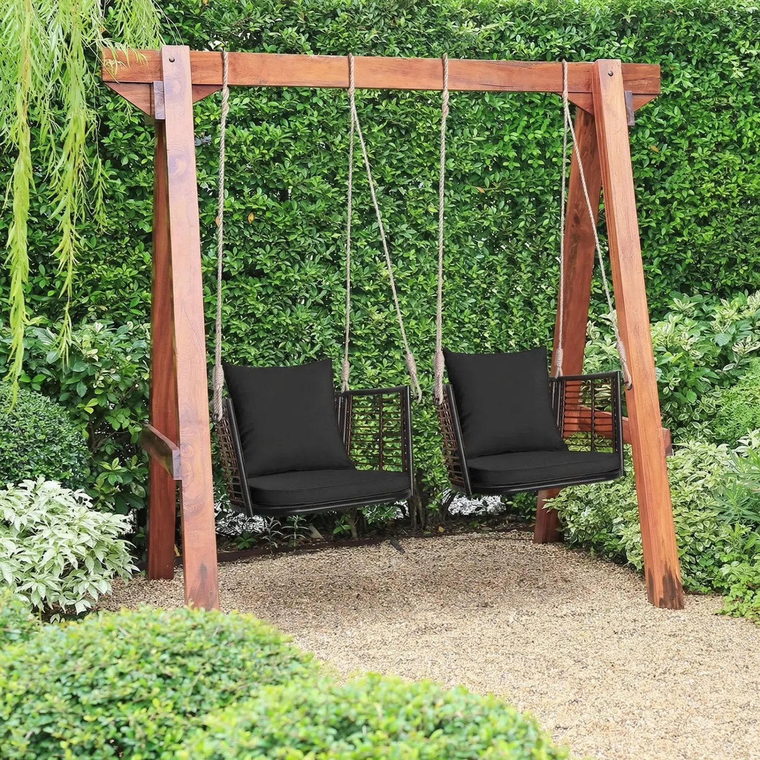 Hanging Rattan Porch Swing Chair with Cushions by DirectDeals