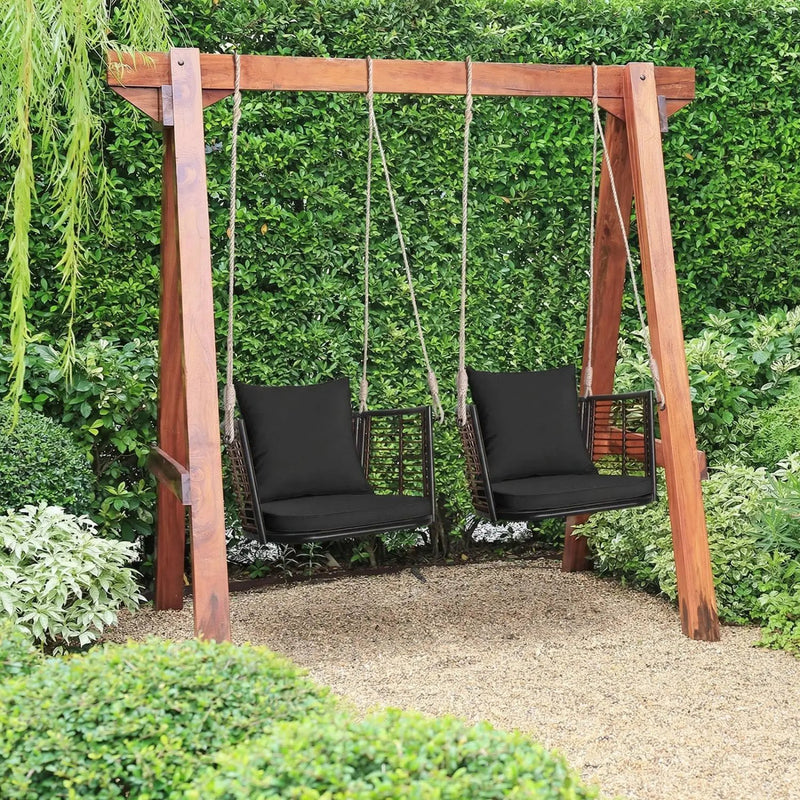 Hanging Rattan Porch Swing Chair with Cushions by DirectDeals