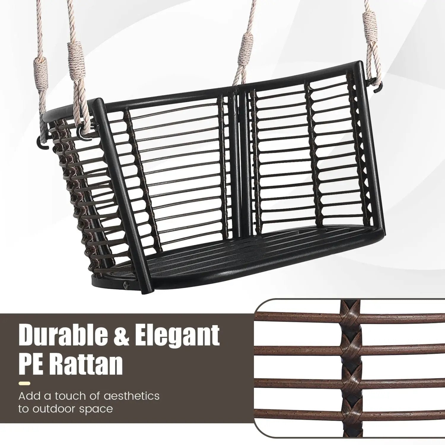 Hanging Rattan Porch Swing Chair with Cushions by DirectDeals