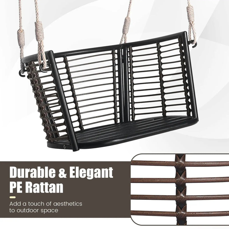 Hanging Rattan Porch Swing Chair with Cushions by DirectDeals