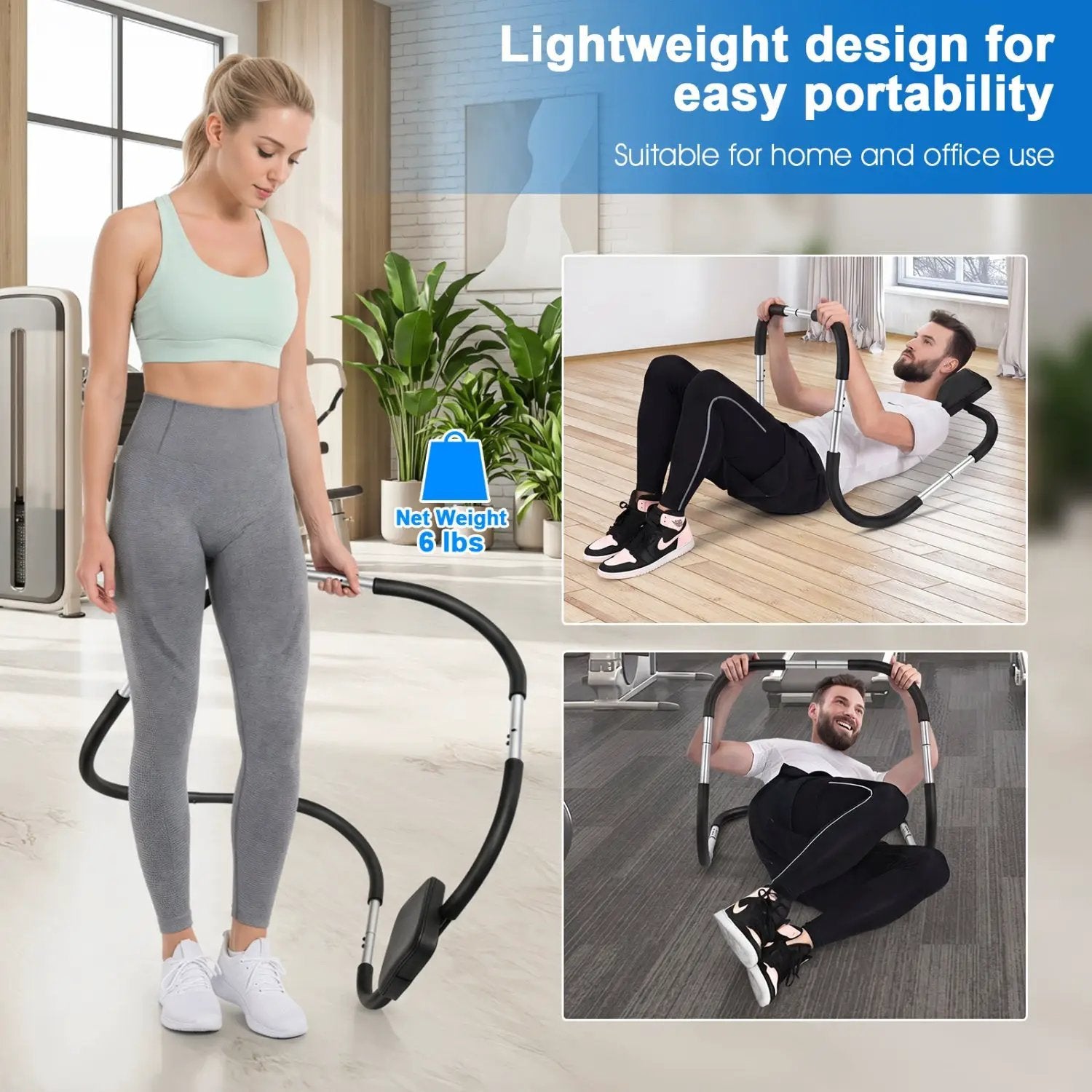Portable AB Trainer with Headrest and Foam Handles by DirectDeals