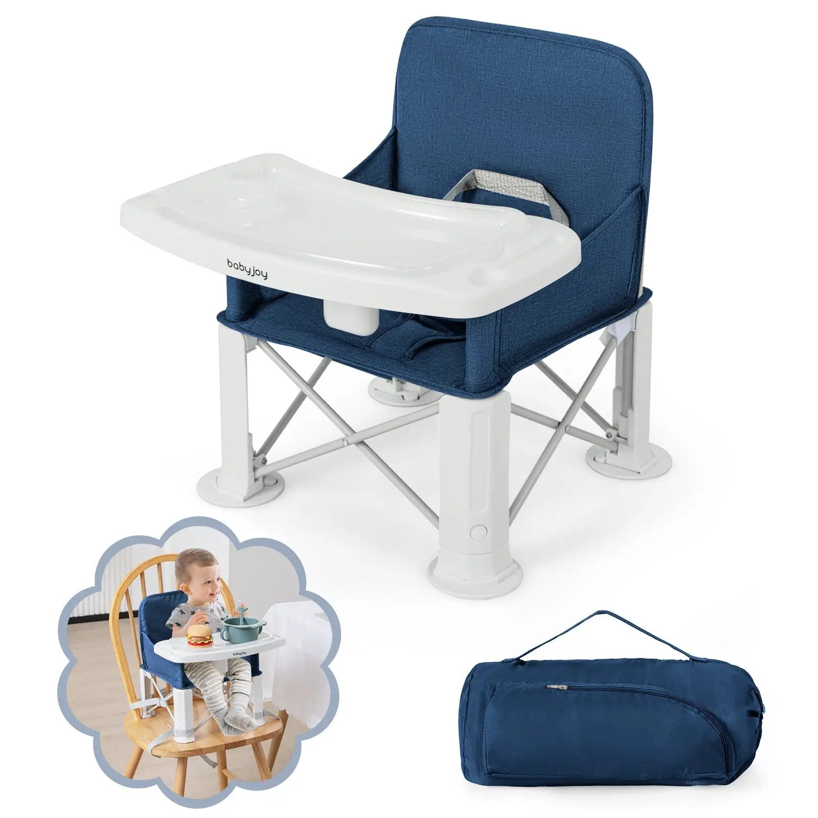 Portable Baby Booster Seat with Straps and Double Tray by DirectDeals