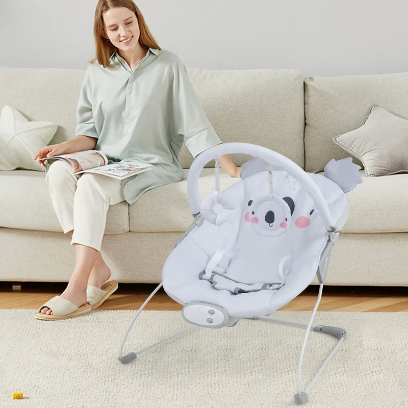 Portable Baby Bouncer Infant Rocker Seat with Detachable Toy Bar-Gray by DirectDeals