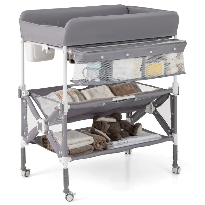 Portable Baby Changing Table with Wheels and Large Storage Rack by DirectDeals