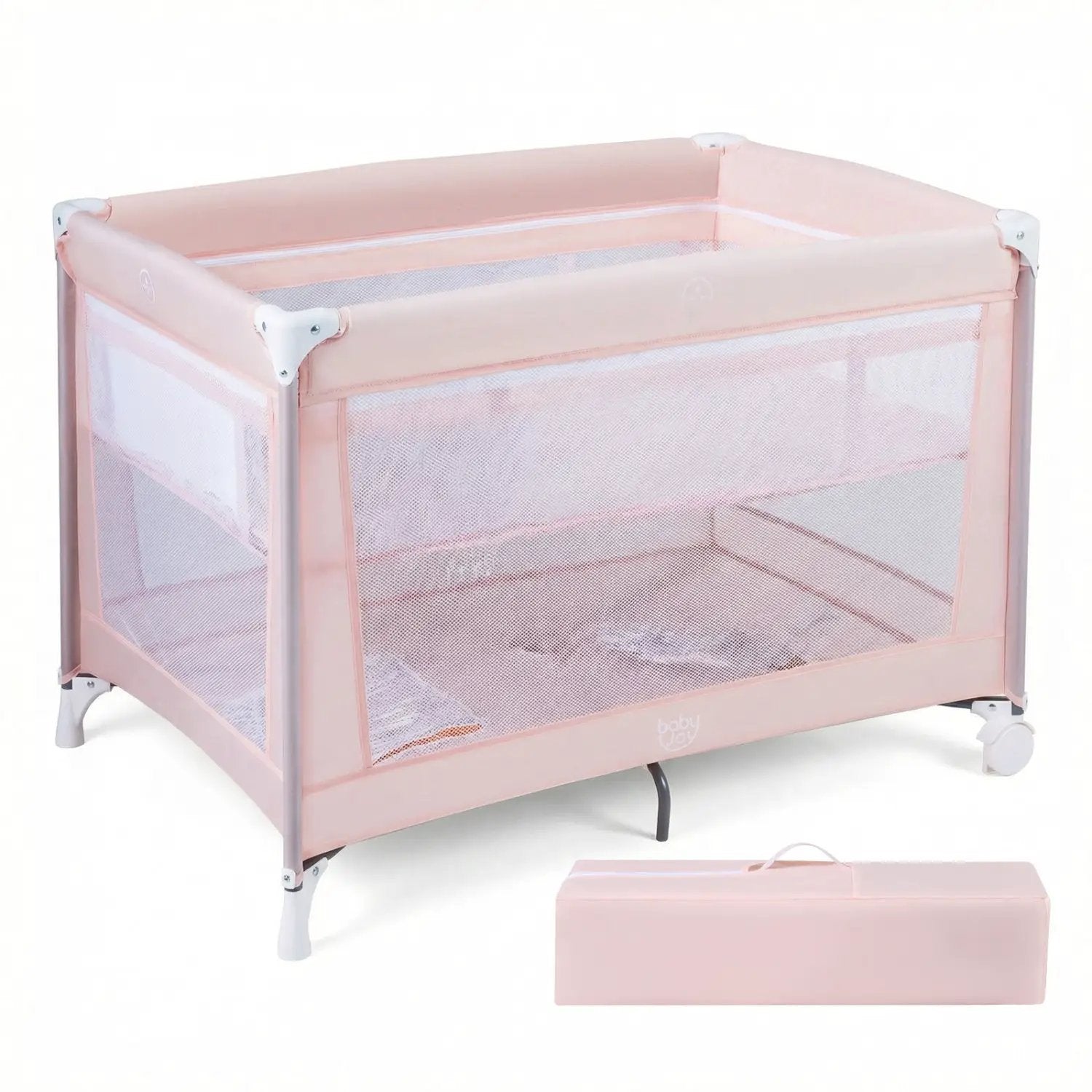 Portable Baby Playard Folding Travel Crib for Infants with Soft Mattress by DirectDeals