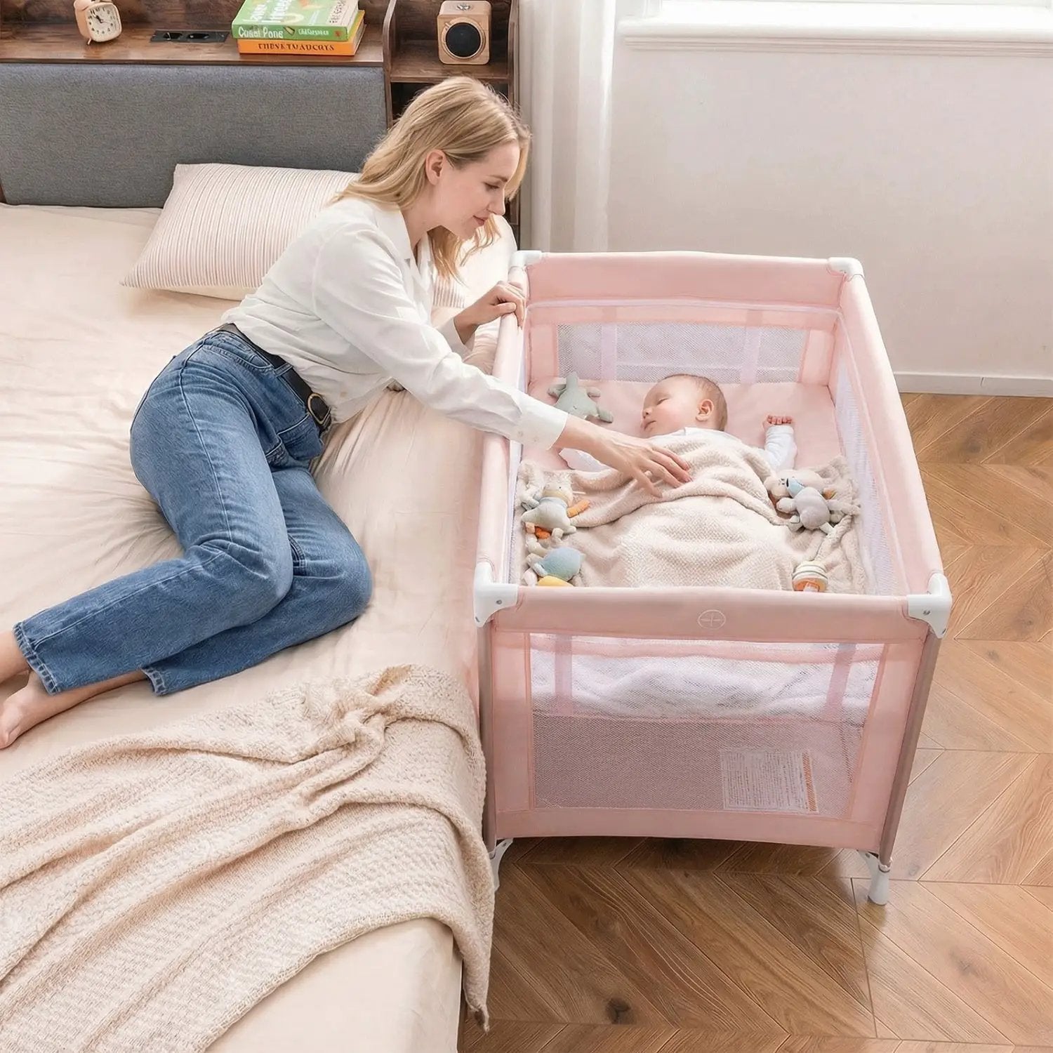Portable Baby Playard Folding Travel Crib for Infants with Soft Mattress by DirectDeals