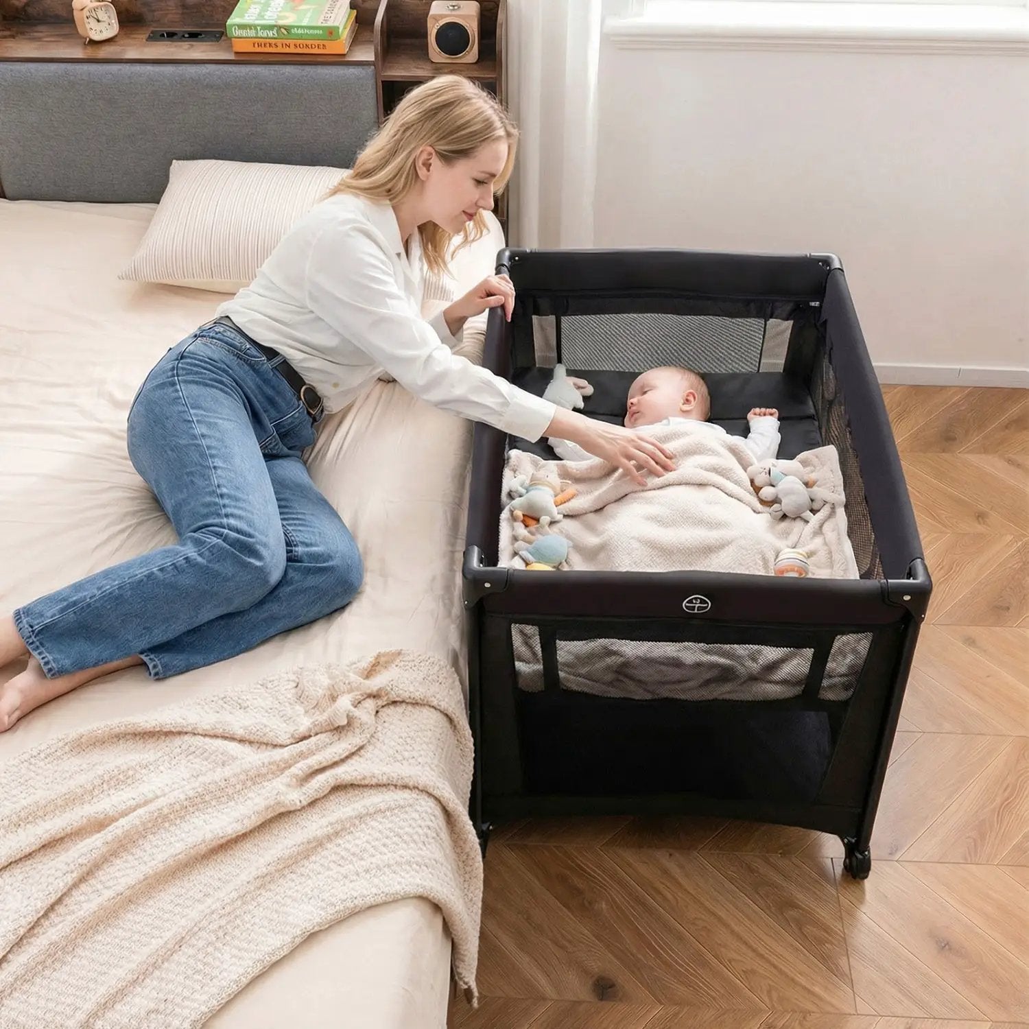 Portable Baby Playard Folding Travel Crib for Infants with Soft Mattress by DirectDeals