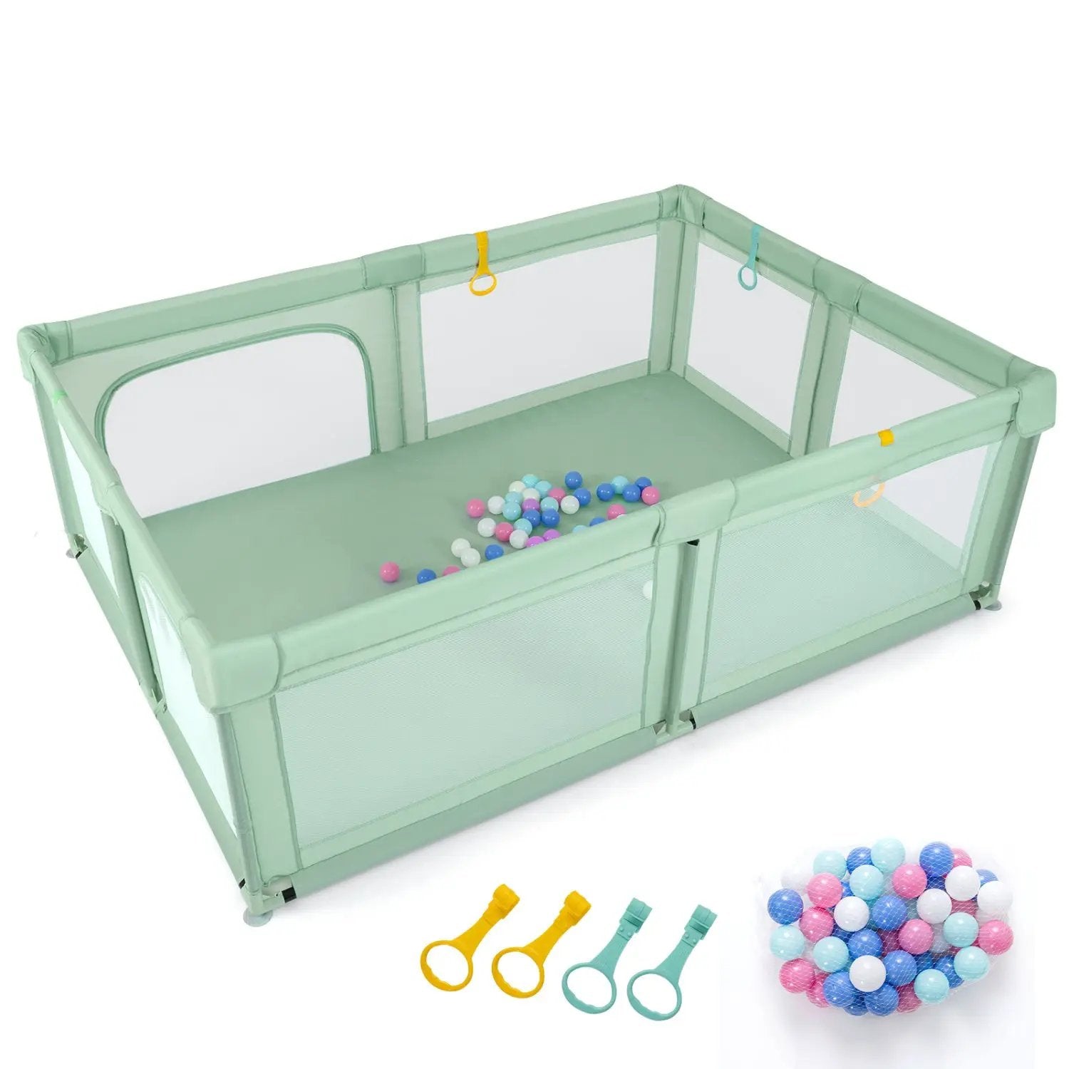 Baby Playpen with 50 Ocean Balls and Breathable Mesh by DirectDeals