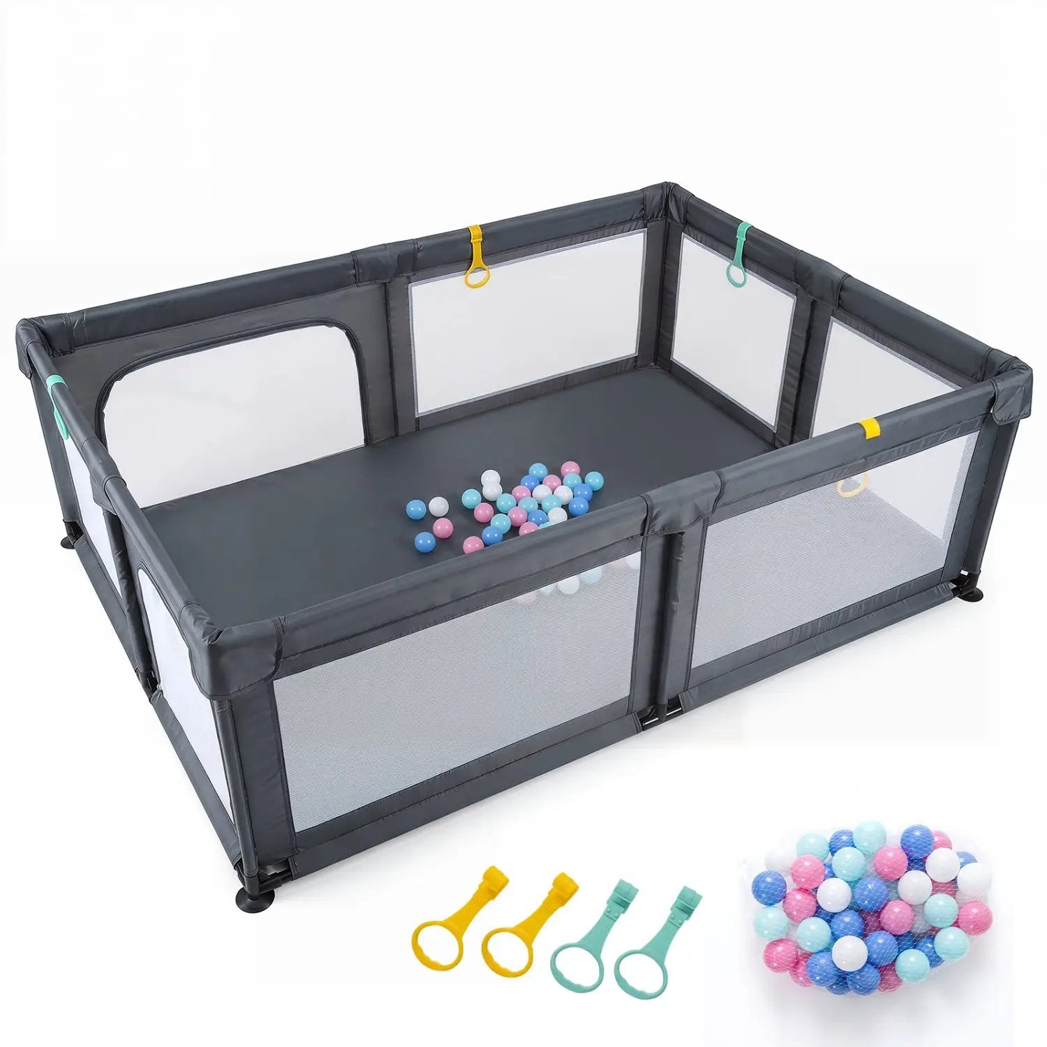 Baby Playpen with 50 Ocean Balls and Breathable Mesh by DirectDeals