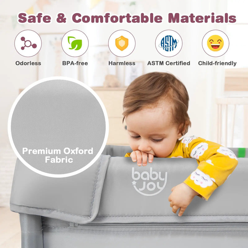 Portable Baby Playpen Large Play Yard with 50 Ocean Balls and 4 Pull Rings-Gray by DirectDeals
