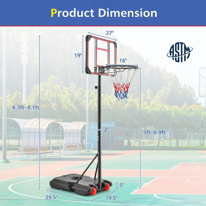 Basketball Hoop Stand 5 Feet-6.8 Feet Height Adjustable by DirectDeals