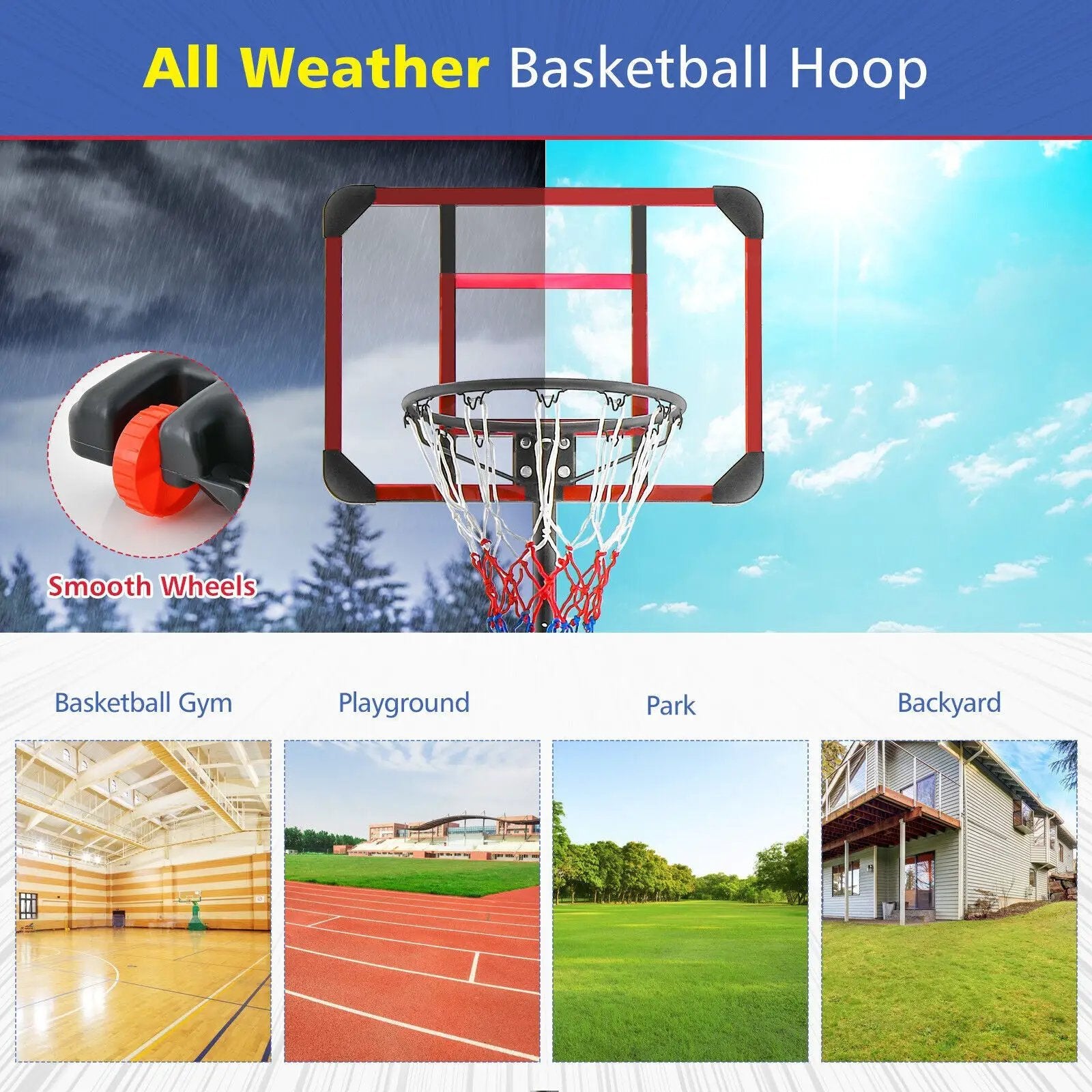 Basketball Hoop Stand 5 Feet-6.8 Feet Height Adjustable by DirectDeals