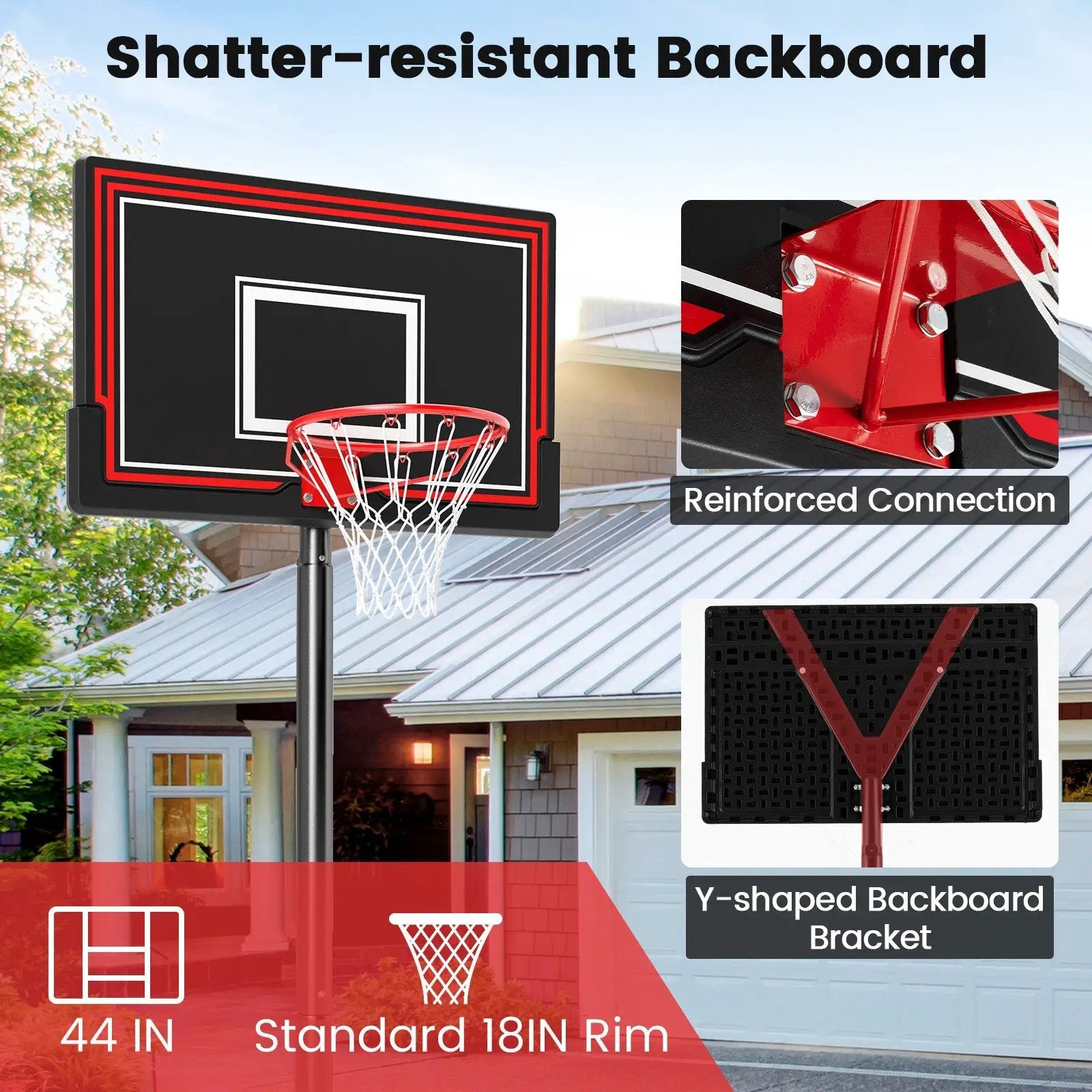 Portable Basketball Hoop with 7.5-10 FT Height Adjustable by DirectDeals