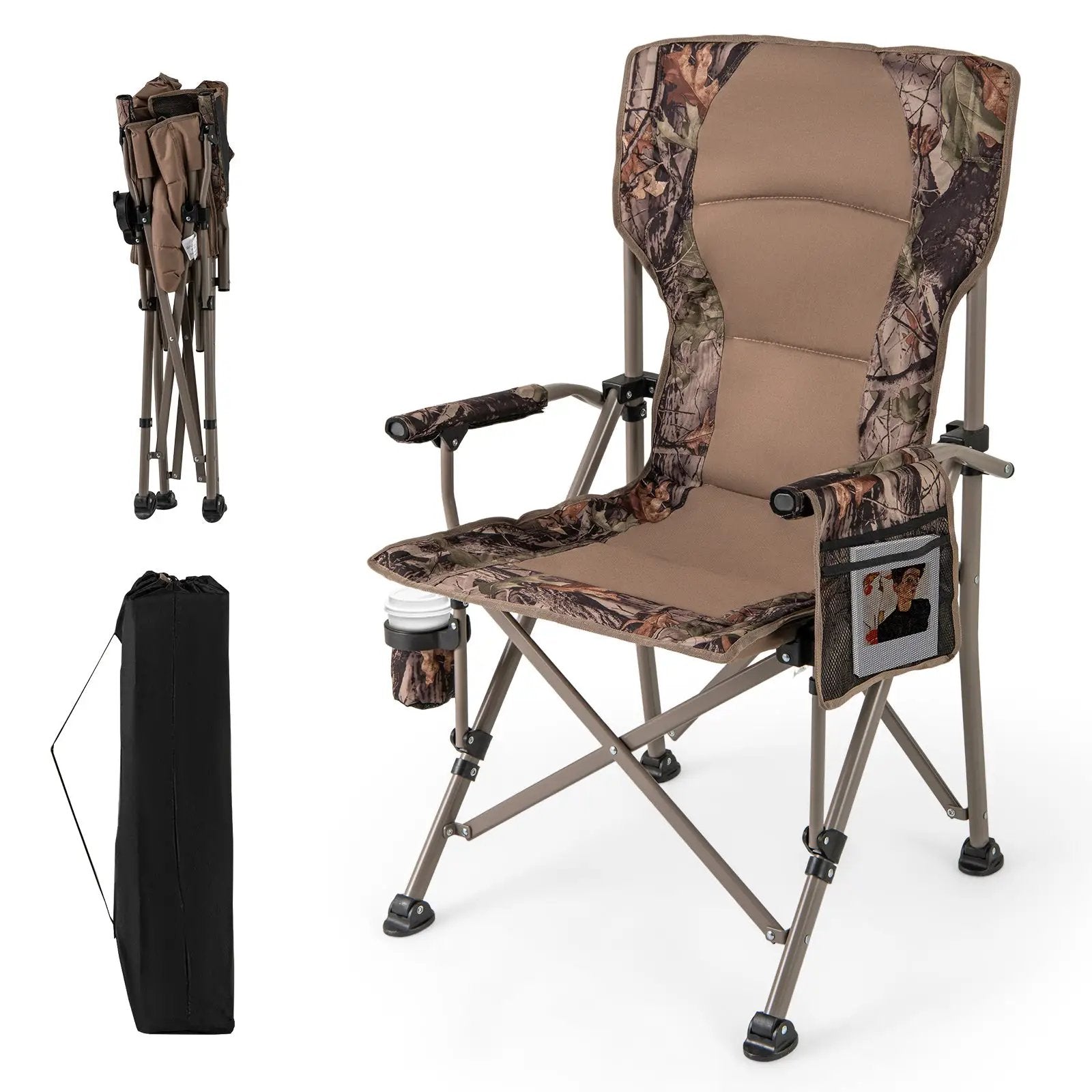 Portable Camping Chair with 400 LBS Metal Frame and Anti-Slip Feet by DirectDeals